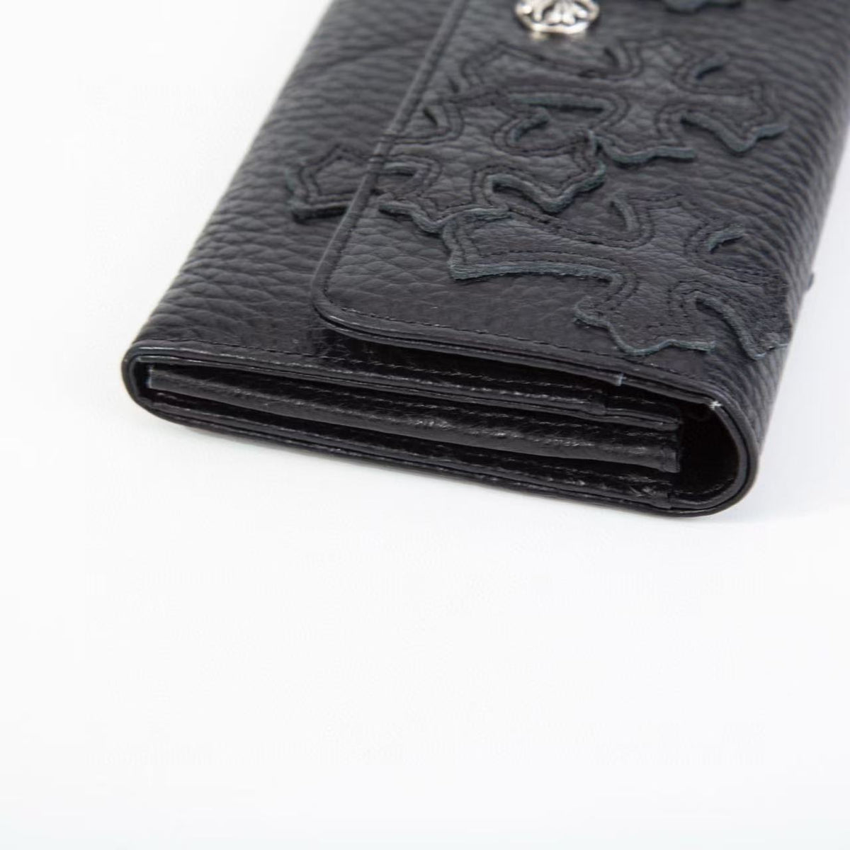 CHROME HEARTS クロムハーツ クロスパッチ ウェーブウォレット 三つ折り長財布 レザーウォレット 財布 メンズ レディース CHROMEWALLET001