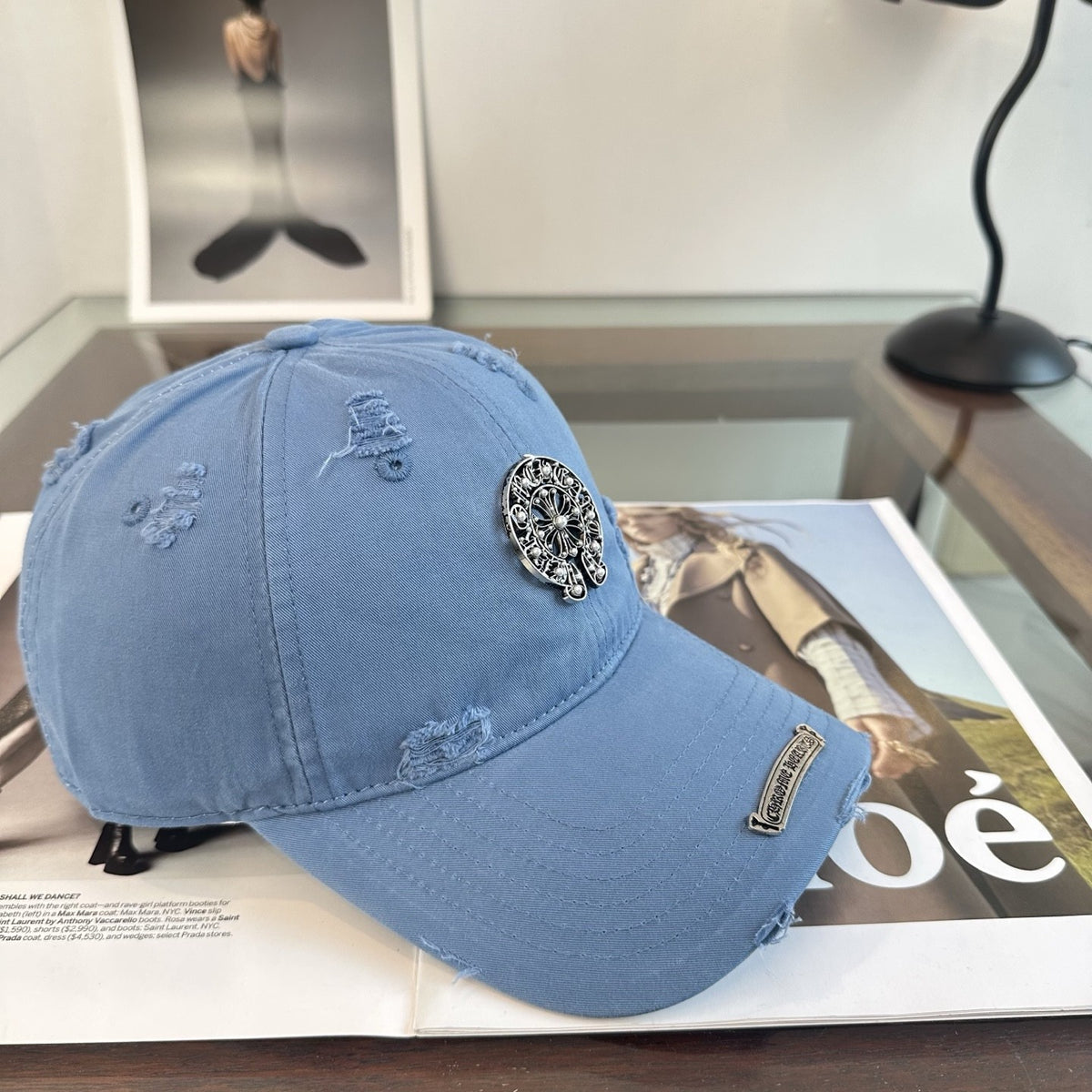 Chrome Hearts クロムクロスメタルバッジ ディストレスハーツ&アウォッシュベースボールキャップ - 商品画像 4