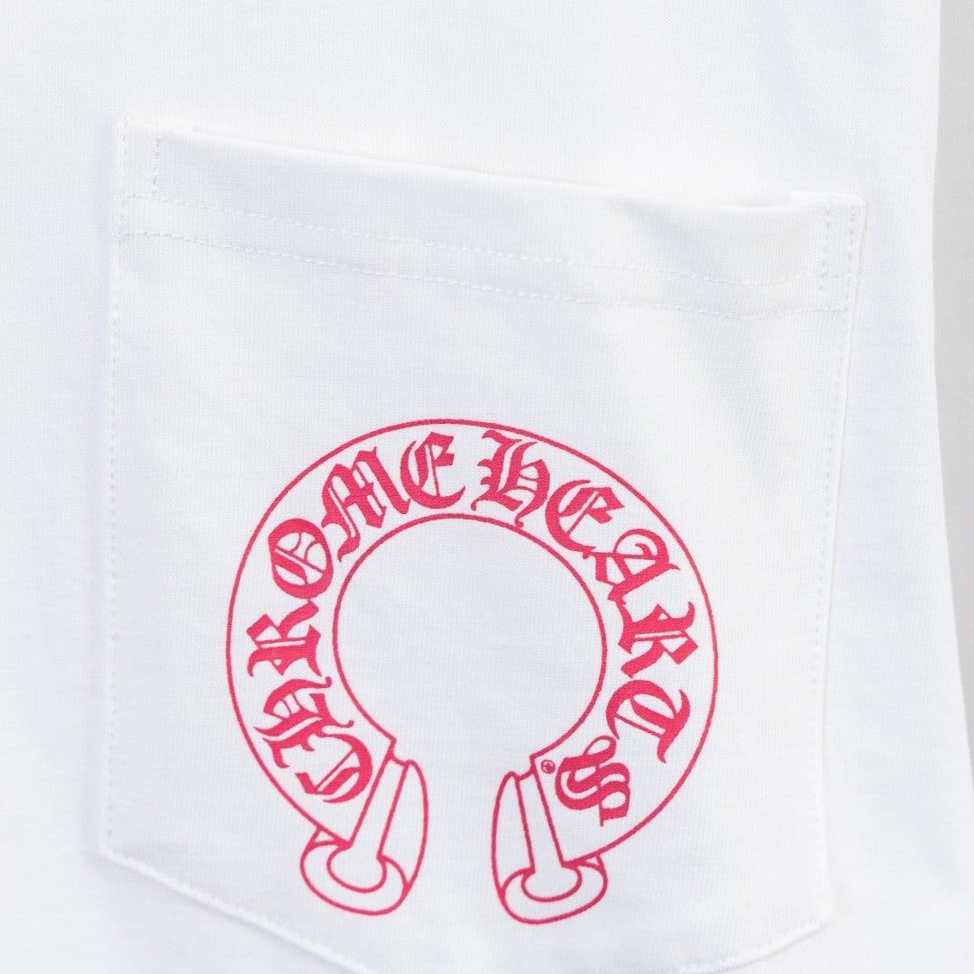 CHROME HEARTS クロムハーツ ウォッシュ加工 立体プリント ロングスリーブTシャツ ホワイト