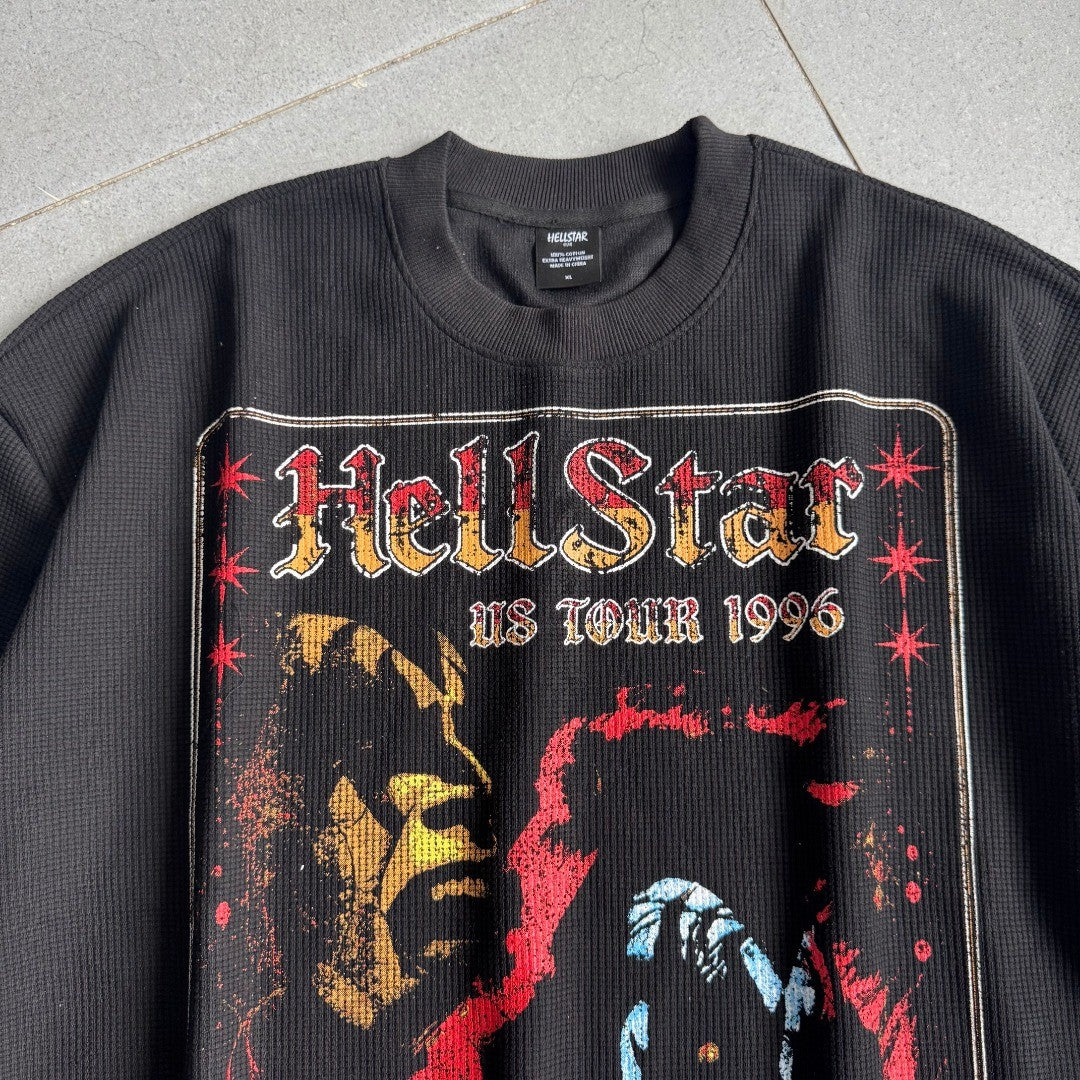 HELLSTAR ヘルスター アメリカンヴィンテージ ワッフル生地 長袖Tシャツ 型番232 ブラック