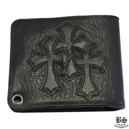CHROME HEARTS クロムハーツ 1スナップ クロスボタン ウォレット 3セメタリークロスパッチ レザーウォレット 財布 メンズ レディース CH2011