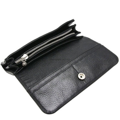 CHROME HEARTS クロムハーツ ジュディウォレット クロスボタン ブラック ヘビーレザー 長財布 レザーウォレット 財布 メンズ レディース CHROMEBAGS004