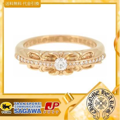 【Chrome Hearts 】クロムハーツ 平野紫耀が愛用！●先着順！ ベビークラシック フローラル クロス ダイヤモンド リング #17 22K イエローゴールド 指輪