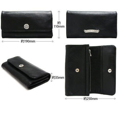 CHROME HEARTS クロムハーツ ジュディウォレット クロスボタン ブラック ヘビーレザー 長財布 レザーウォレット 財布 メンズ レディース CHROMEBAGS004