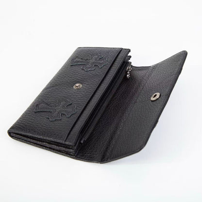 CHROME HEARTS クロムハーツ クロスパッチ ウェーブウォレット 三つ折り長財布 レザーウォレット 財布 メンズ レディース CHROMEWALLET001