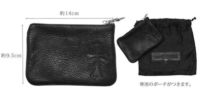 CHROME HEARTS クロムハーツ コインパース 1クロスパッチ ブラック ヘビーレザー レザーウォレット 財布 メンズ レディース CH2007