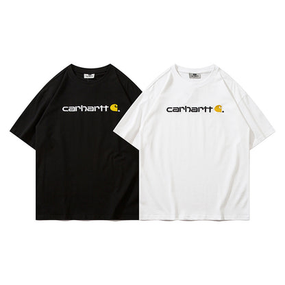 カーハート Short-Sleeve Logo T-Shirt メンズ トップス Tシャツ T-Shirt ブラック ヘザーグレー ネック 半袖Tシャツ 1