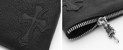 CHROME HEARTS クロムハーツ コインパース 1クロスパッチ ブラック ヘビーレザー レザーウォレット 財布 メンズ レディース CH2007