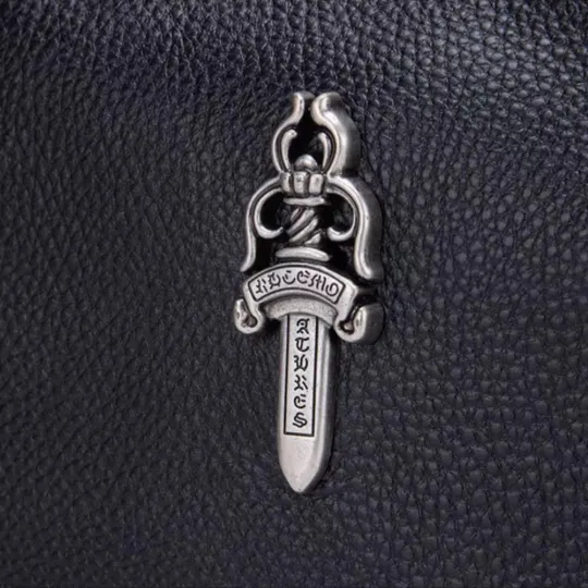 CHROME HEARTS クロムハーツ カーフレザー ホーボーバッグ ブラック レザーバッグ メンズ レディース CH2003