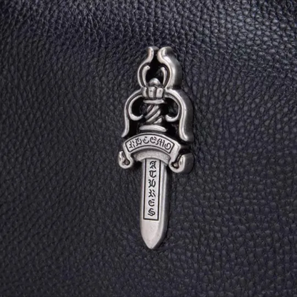 CHROME HEARTS クロムハーツ カーフレザー ホーボーバッグ ブラック レザーバッグ メンズ レディース CH2003