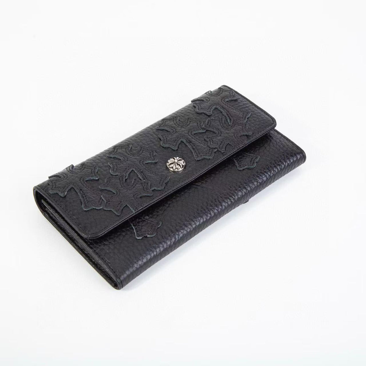CHROME HEARTS クロムハーツ クロスパッチ ウェーブウォレット 三つ折り長財布 レザーウォレット 財布 メンズ レディース CHROMEWALLET001