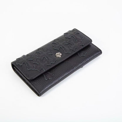 CHROME HEARTS クロムハーツ クロスパッチ ウェーブウォレット 三つ折り長財布 レザーウォレット 財布 メンズ レディース CHROMEWALLET001