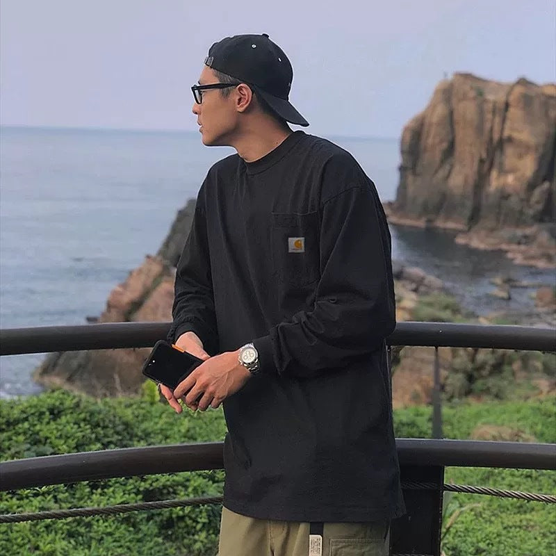 カーハートメンズ トップス ロンT Long Sleeve Workwear Pocket T-Shirt ブルー チャコール ネイビー ブラック グリーン アッシュ クルーネック ポケット 長袖Tシャツ 4