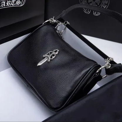 CHROME HEARTS クロムハーツ カーフレザー ホーボーバッグ ブラック レザーバッグ メンズ レディース CH2003