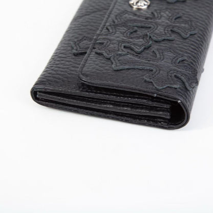 CHROME HEARTS クロムハーツ クロスパッチ ウェーブウォレット 三つ折り長財布 レザーウォレット 財布 メンズ レディース CHROMEWALLET001