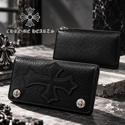 CHROME HEARTS クロムハーツ 1ジップ クロスボタン クロスパッチ レザーウォレット 財布 メンズ レディース CHROMEBAGS003
