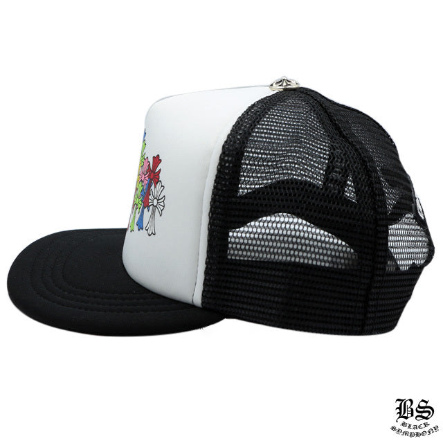 CHROME HEARTS クロムハーツ トラッカーキャップ キングタコ マルチカラークロス ブラック×ホワイト 帽子 メンズ レディース ユニセックス CH2013