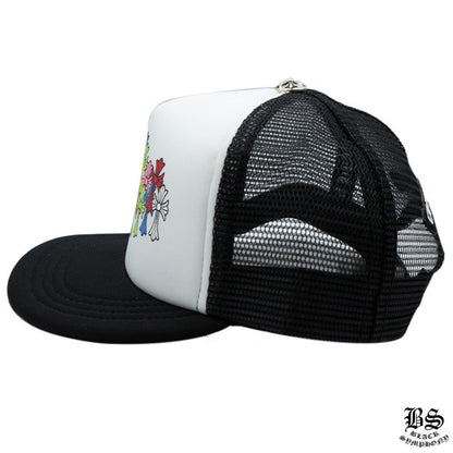 CHROME HEARTS クロムハーツ トラッカーキャップ キングタコ マルチカラークロス ブラック×ホワイト 帽子 メンズ レディース ユニセックス CH2013
