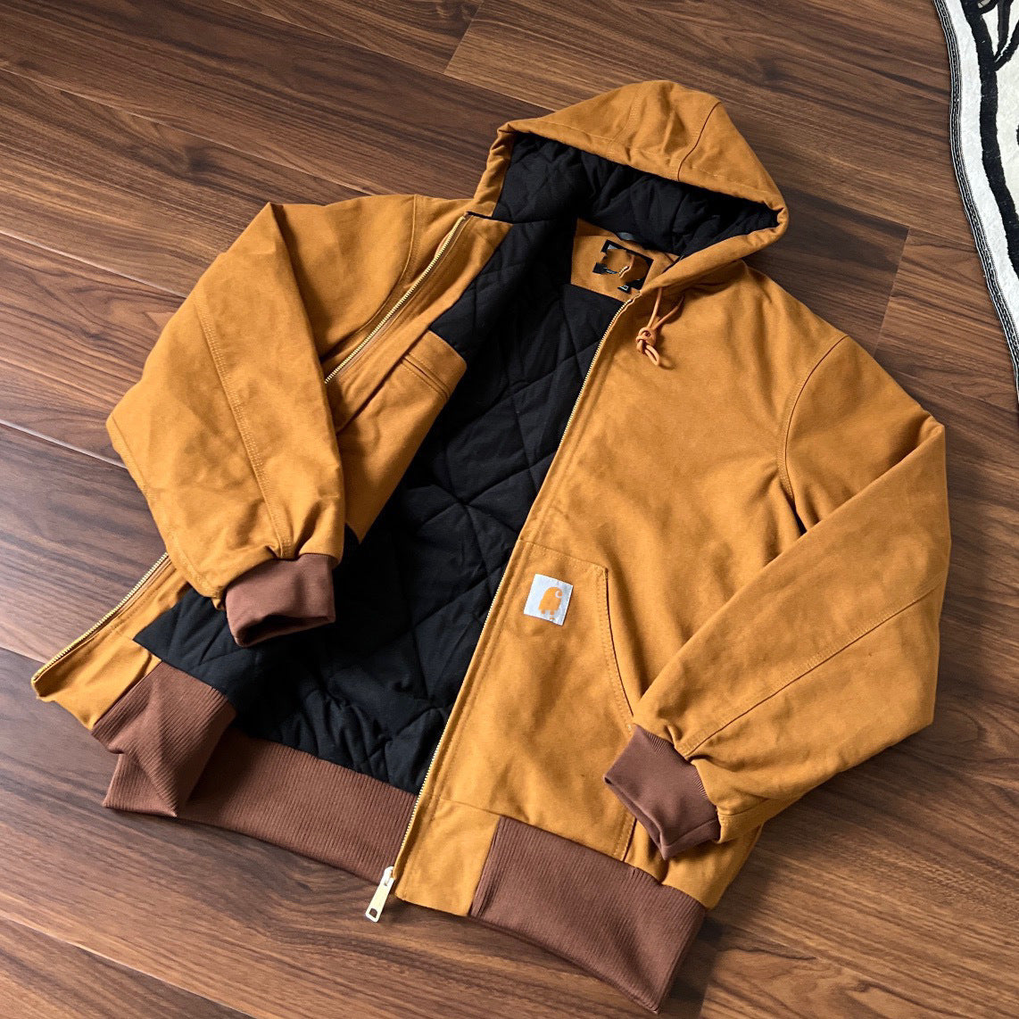 カーハートメンズ アウター ジャケット Duck Active Jac/Thermal Lined ブラウン ブラック フード ストリート ダックアクティブジャケット 4
