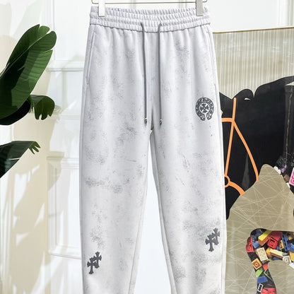 CHROME HEARTS クロムハーツ クロス＆サークルロゴ イージーパンツ ライトグレー ユーズド加工