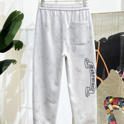 CHROME HEARTS クロムハーツ クロス＆サークルロゴ イージーパンツ ライトグレー ユーズド加工