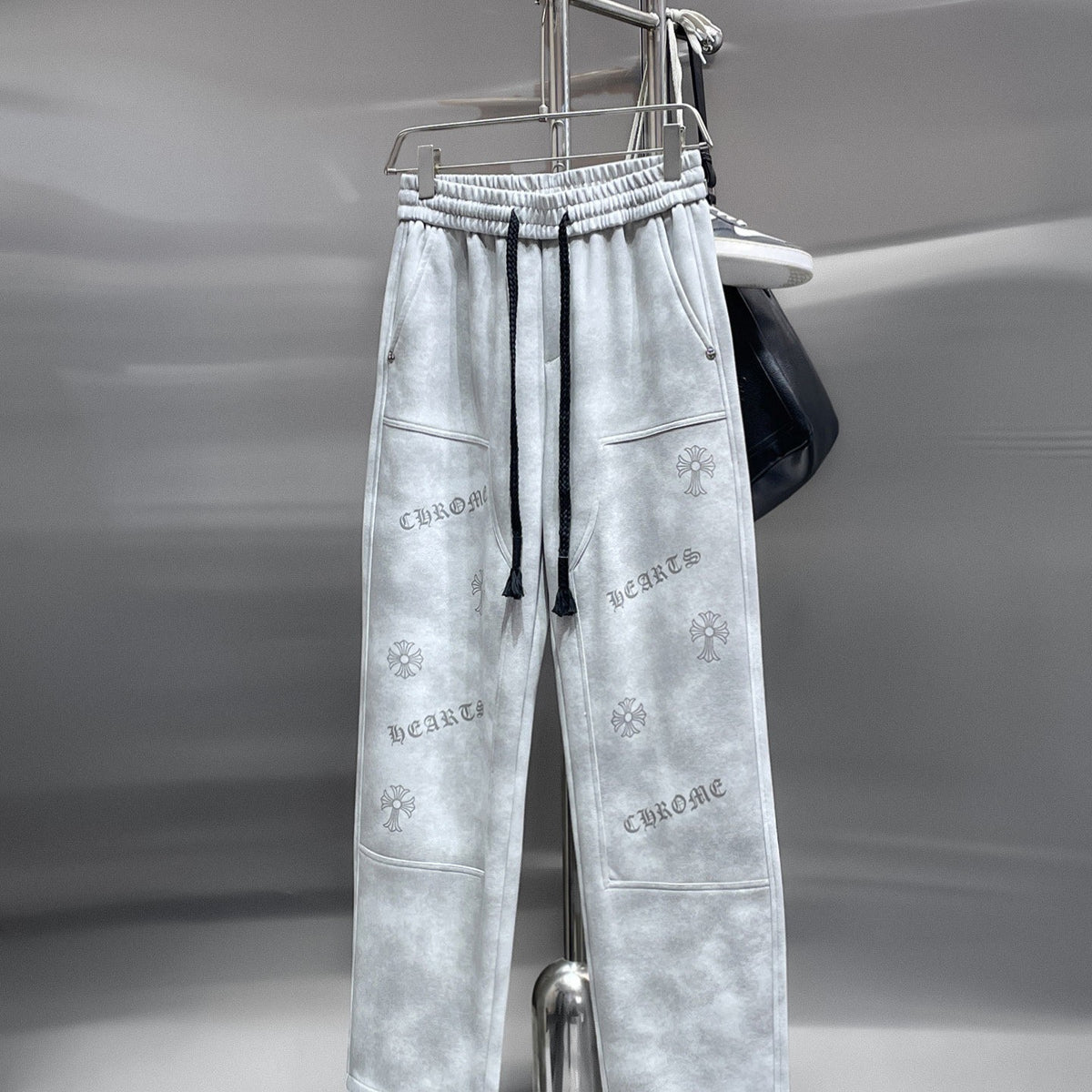 CHROME HEARTS クロムハーツ サイドロゴ クロスモチーフ イージーパンツ ライトグレー ユニセックス