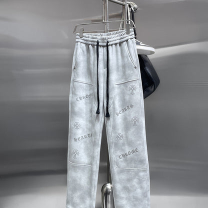 CHROME HEARTS クロムハーツ サイドロゴ クロスモチーフ イージーパンツ ライトグレー ユニセックス
