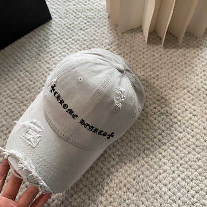 クロムハーツ CHROME HEARTS ベースボールキャップ ライトグレー ダメージホールデザイン - 商品画像 2