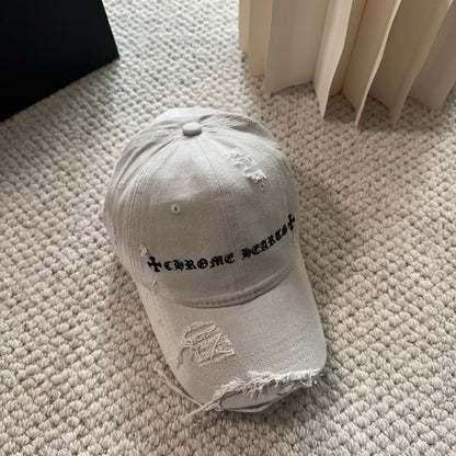 クロムハーツ CHROME HEARTS ベースボールキャップ ライトグレー ダメージホールデザイン - 商品画像 3
