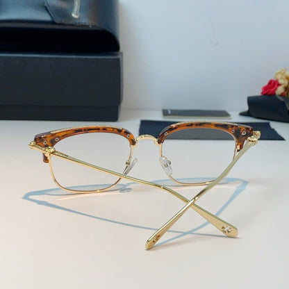 CHROME HEARTS クロムハーツ ヴィンテージ ハーフリム メガネフレーム ブラウンべっ甲×ゴールド T-EW-GL01-CH-17543