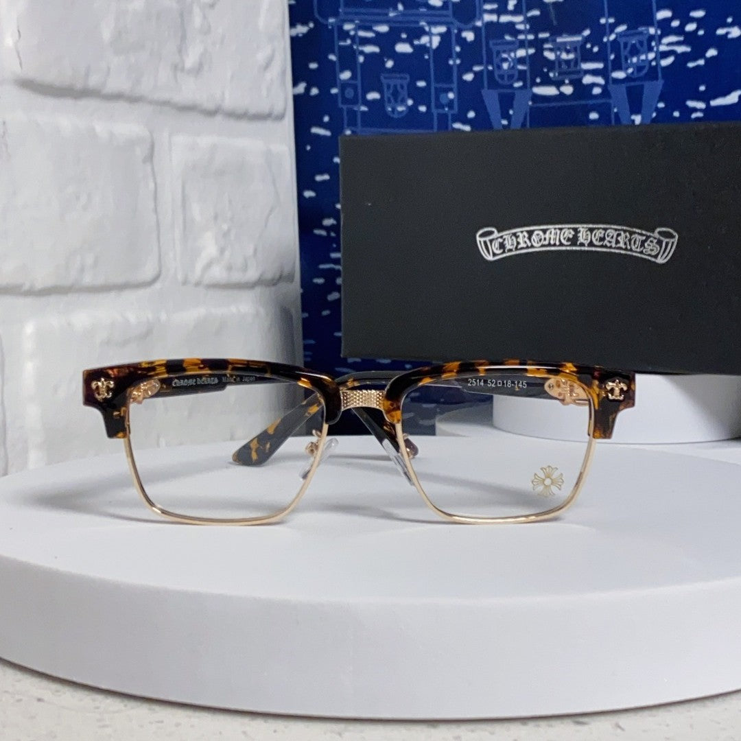 CHROME HEARTS クロムハーツ メガネフレーム サーモント型 ブラウンべっ甲柄 メンズ T-EW-GL01-CH-17638