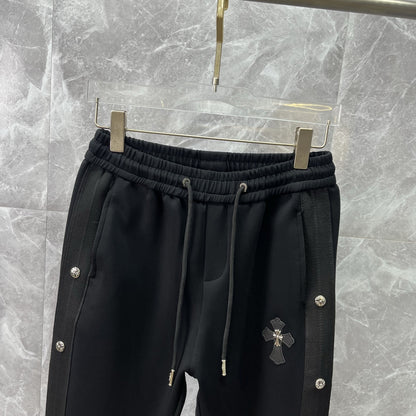 CHROME HEARTS クロムハーツ クロスレザーパッチ ジョガー スウェットパンツ ブラック メンズ