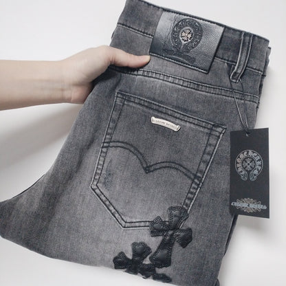CHROME HEARTS クロムハーツ 9881 スリムストレート デニムパンツ サンドウォッシュ スモークグレー メンズ