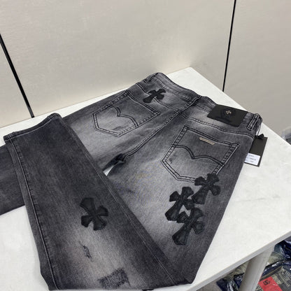 CHROME HEARTS クロムハーツ 9881 スリムストレート デニムパンツ サンドウォッシュ スモークグレー メンズ