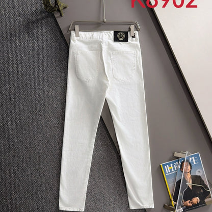 CHROME HEARTS クロムハーツ K8902 スリムフィット デニムパンツ ホワイト メンズ ロングパンツ