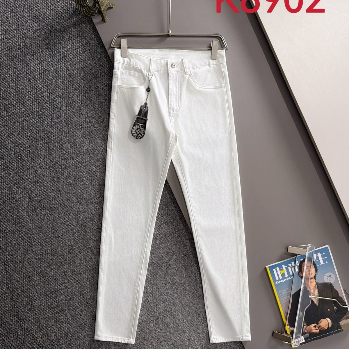 CHROME HEARTS クロムハーツ K8902 スリムフィット デニムパンツ ホワイト メンズ ロングパンツ
