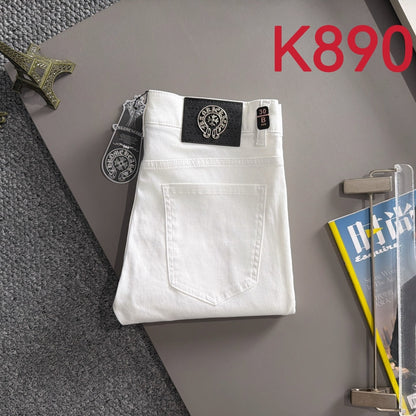 CHROME HEARTS クロムハーツ K8902 スリムフィット デニムパンツ ホワイト メンズ ロングパンツ