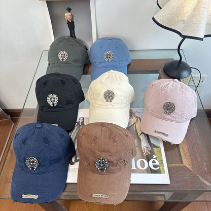 Chrome Hearts クロムクロスメタルバッジ ディストレスハーツ&アウォッシュベースボールキャップ - 商品画像 2