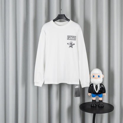 Chrome Hearts クロムハーツ 26SS 春夏 新作 ユニセックス ルーズフィット 320g 双糸コットン100% 長袖Tシャツ ホワイト/黒