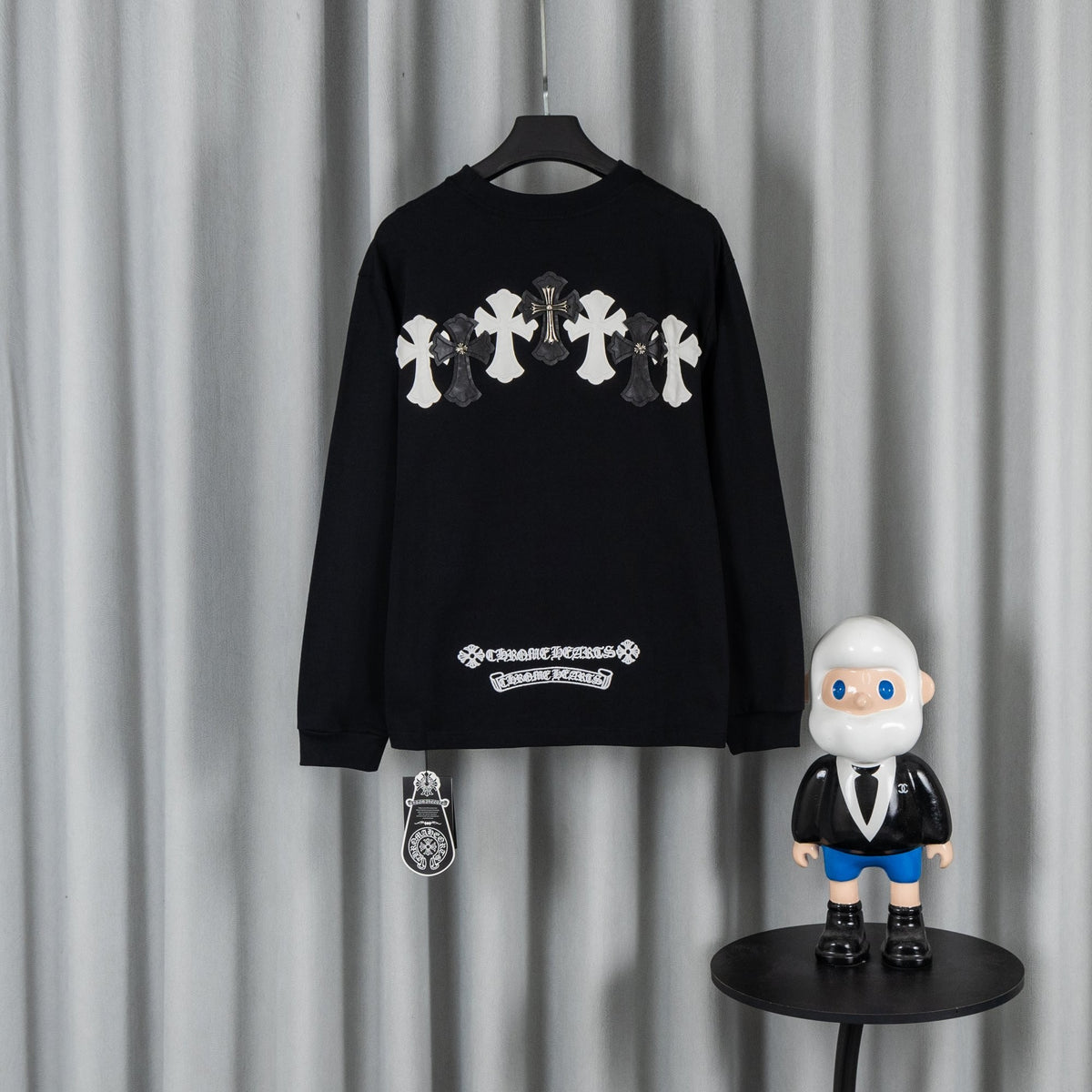 Chrome Hearts クロムハーツ 26SS 春夏新作 ユニセックス ルーズフィット 320g 双糸コットン ロングスリーブTシャツ ブラック