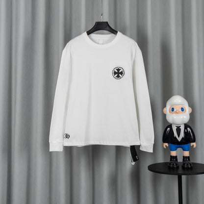 Chrome Hearts クロムハーツ 26SS 春夏新作 ユニセックス ゆったりフィット 320g ダブルレイヤー 長袖Tシャツ ホワイト/ブラック