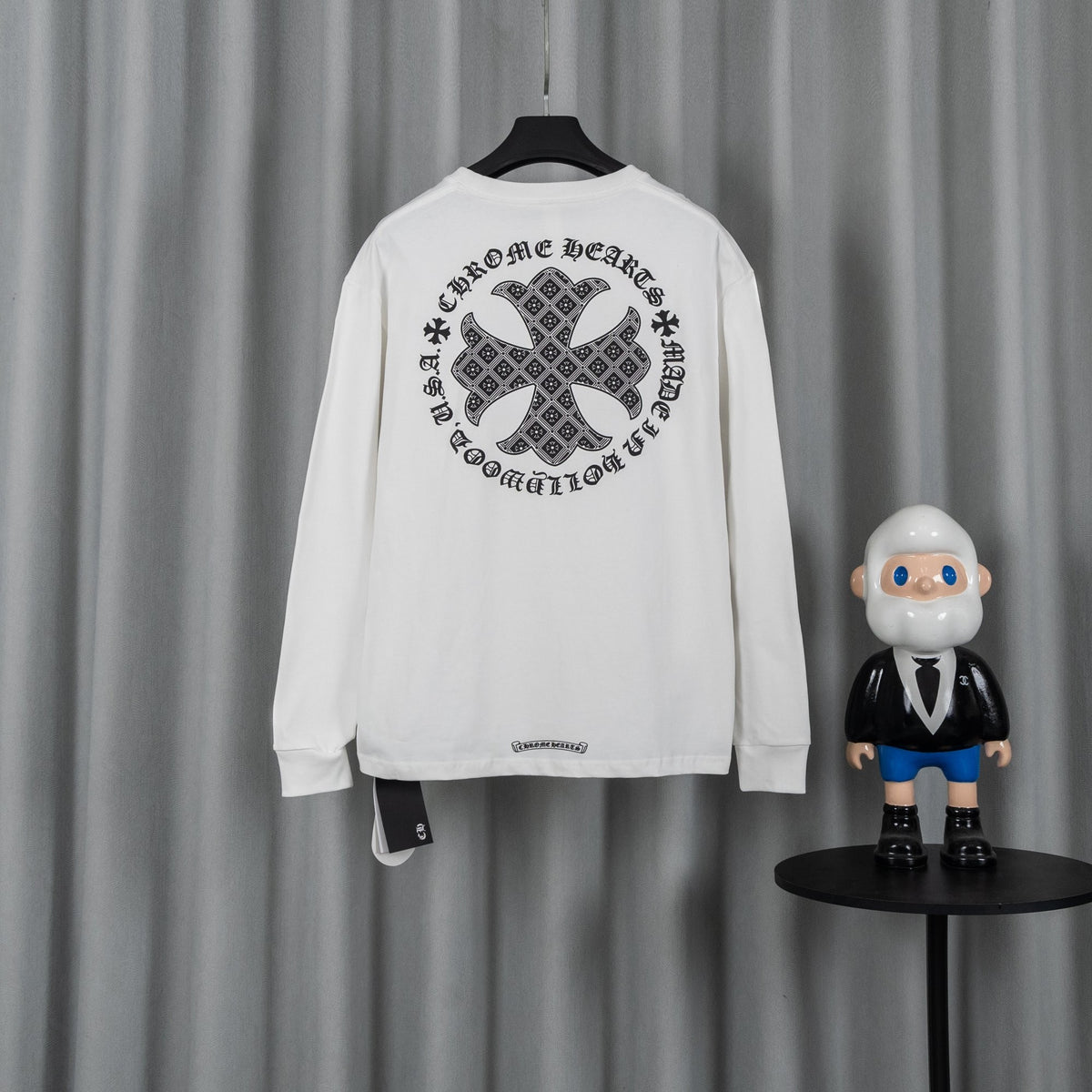 Chrome Hearts クロムハーツ 26SS 春夏新作 ユニセックス ゆったりフィット 320g ダブルレイヤー 長袖Tシャツ ホワイト/ブラック