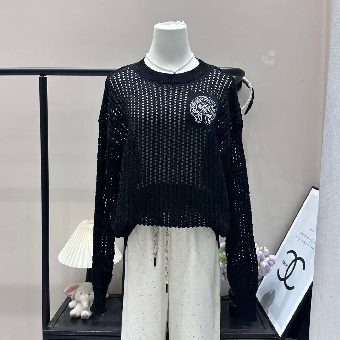 Chrome Hearts クロムハーツ 刺繍ロゴ 透かし編み 長袖ニット フリーサイズ - Image 3