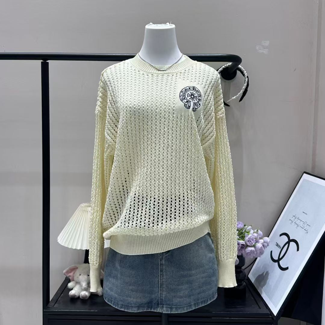 Chrome Hearts クロムハーツ 刺繍ロゴ 透かし編み 長袖ニット フリーサイズ - Image 2