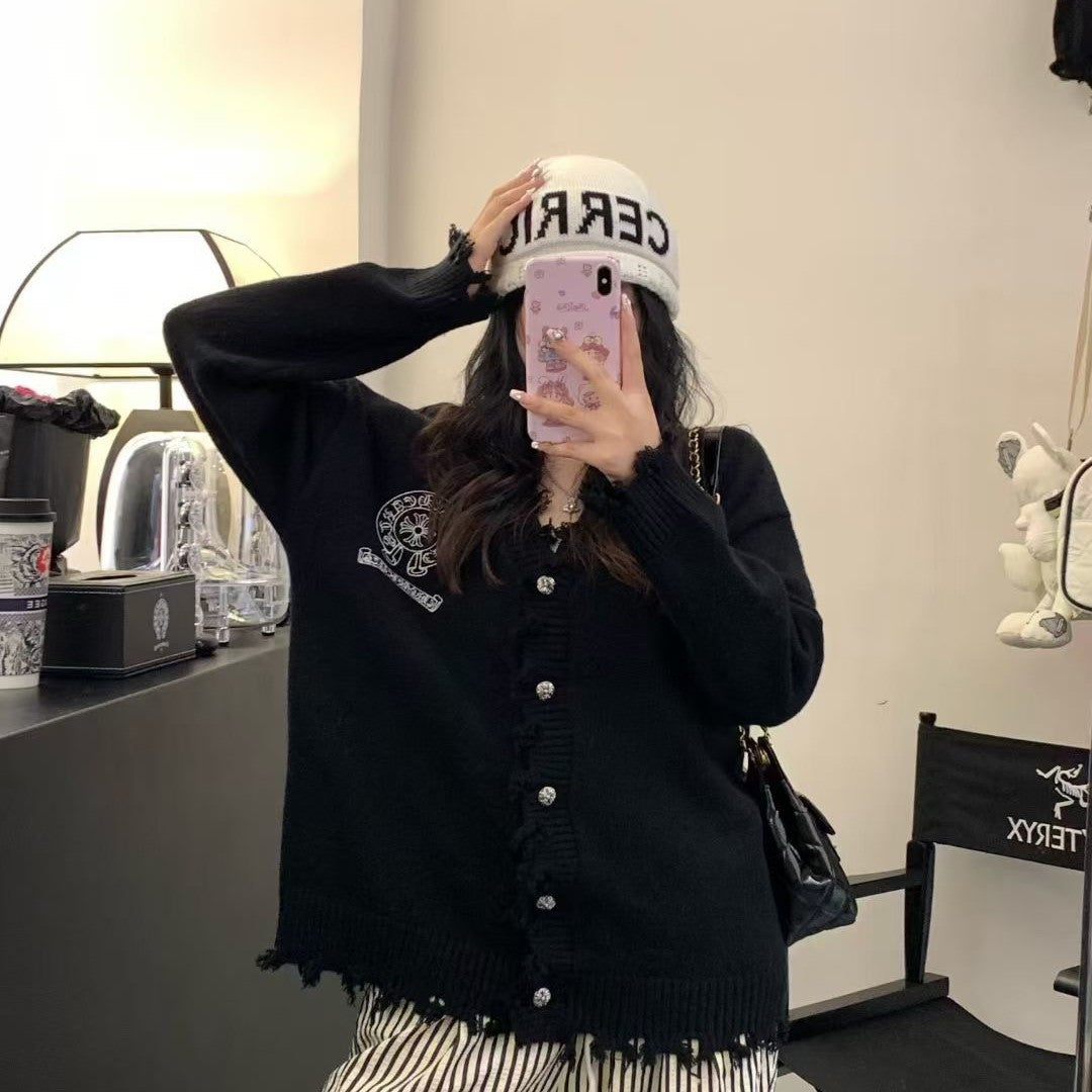 Chrome Hearts クロムハーツ 長袖ニットカーディガン ブラック フリーサイズ - Image 3