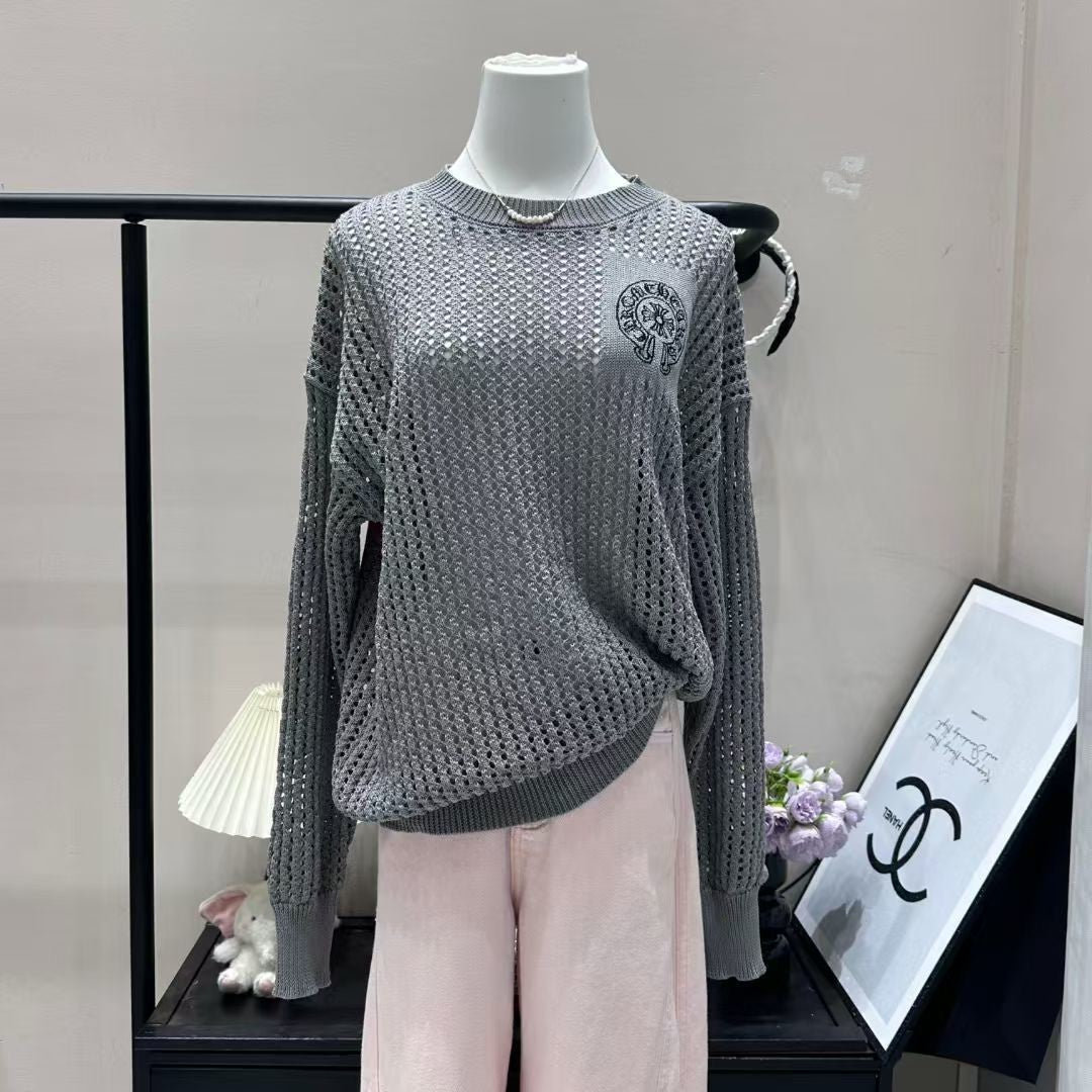 Chrome Hearts クロムハーツ 刺繍ロゴ 透かし編み 長袖ニット フリーサイズ - Image 4