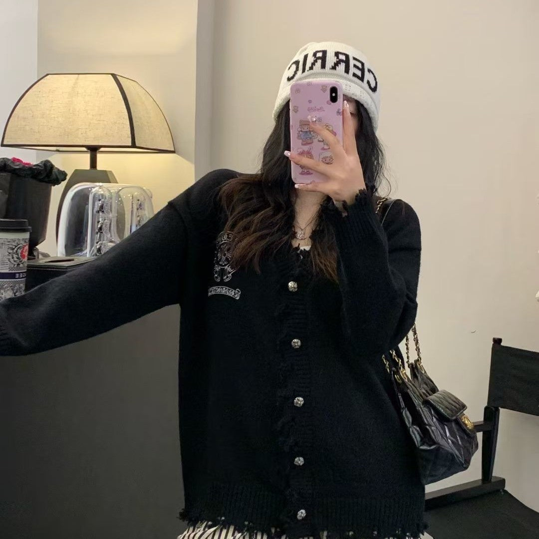 Chrome Hearts クロムハーツ 長袖ニットカーディガン ブラック フリーサイズ - Image 4