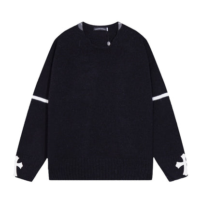 Chrome Hearts クロムハーツのオープンネックレザー＆メタルディテールニットセーター - Image 2