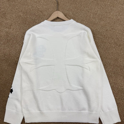 Chrome Hearts クロムハーツ クロスデザイン 丸首セーター TM1233 ホワイト/ブラック - Image 3