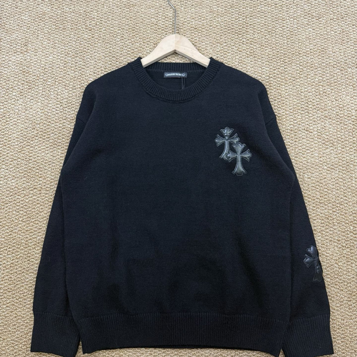 Chrome Hearts クロムハーツ クロスデザイン 丸首セーター TM1233 ホワイト/ブラック - Image 4